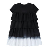 Black Dip Dye Tiered Dress
