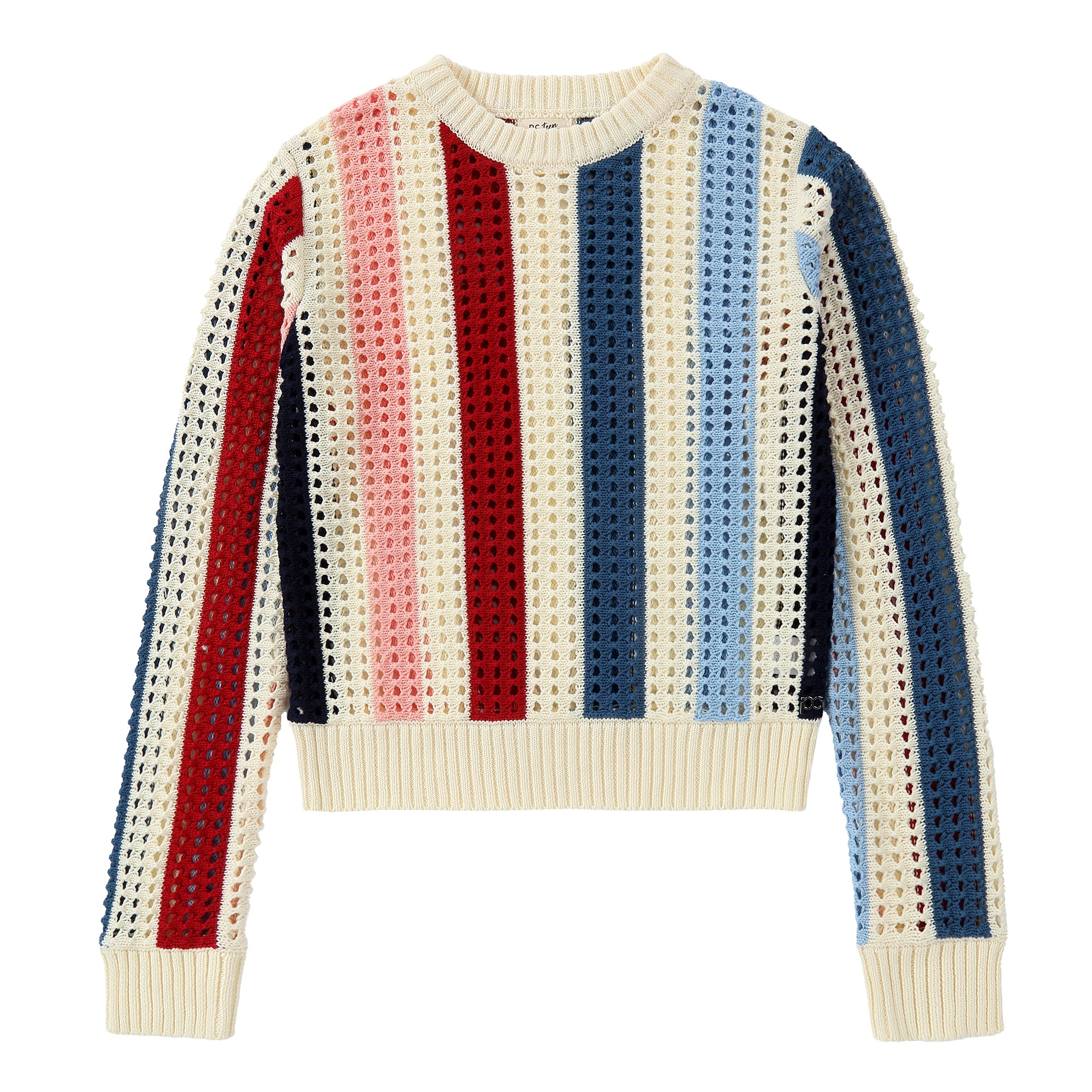 Color Block Open Knit Sweater