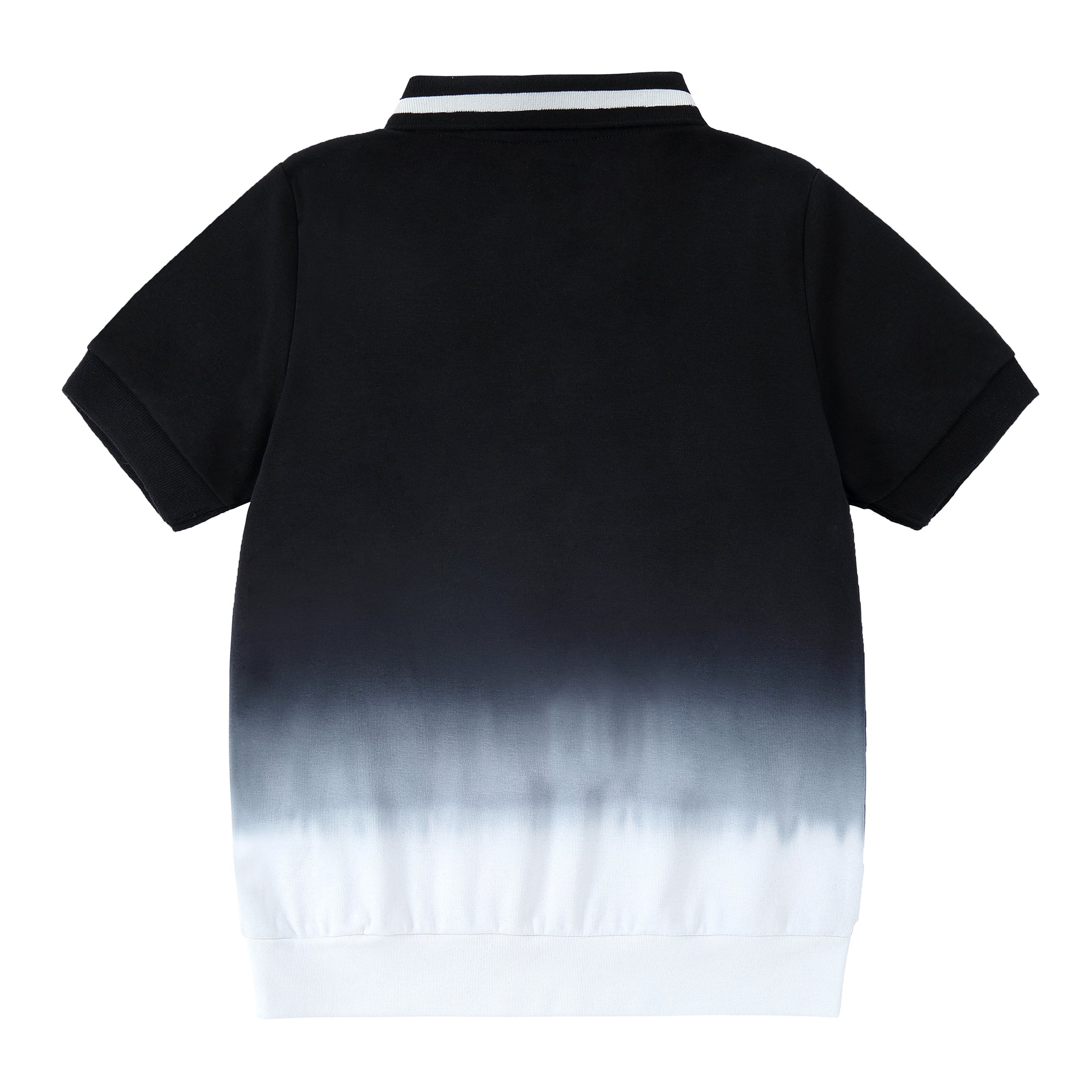 Black Dip Dye Short Sleeve Polo