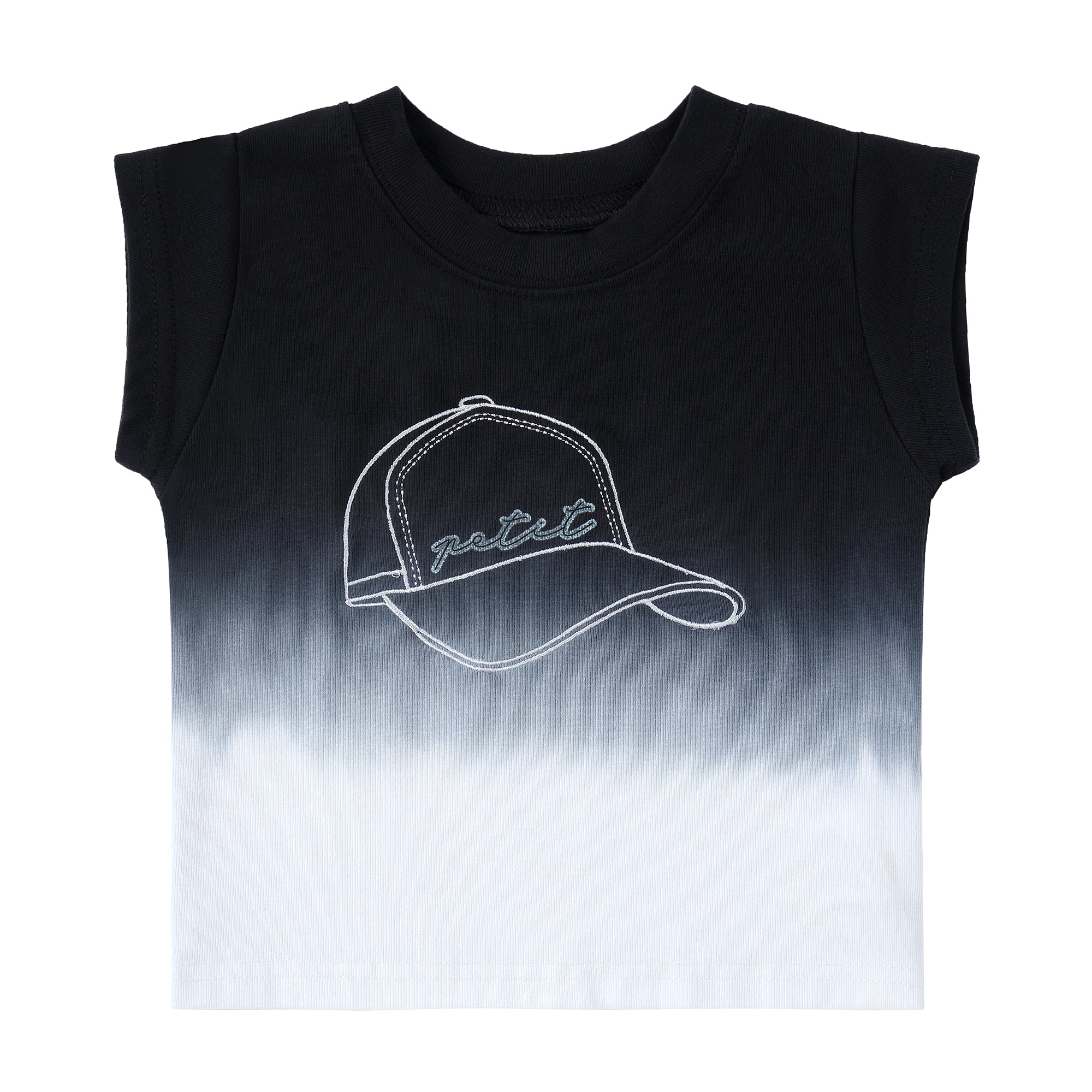 Black Dip Dye T-Shirt With Hat Embroidery