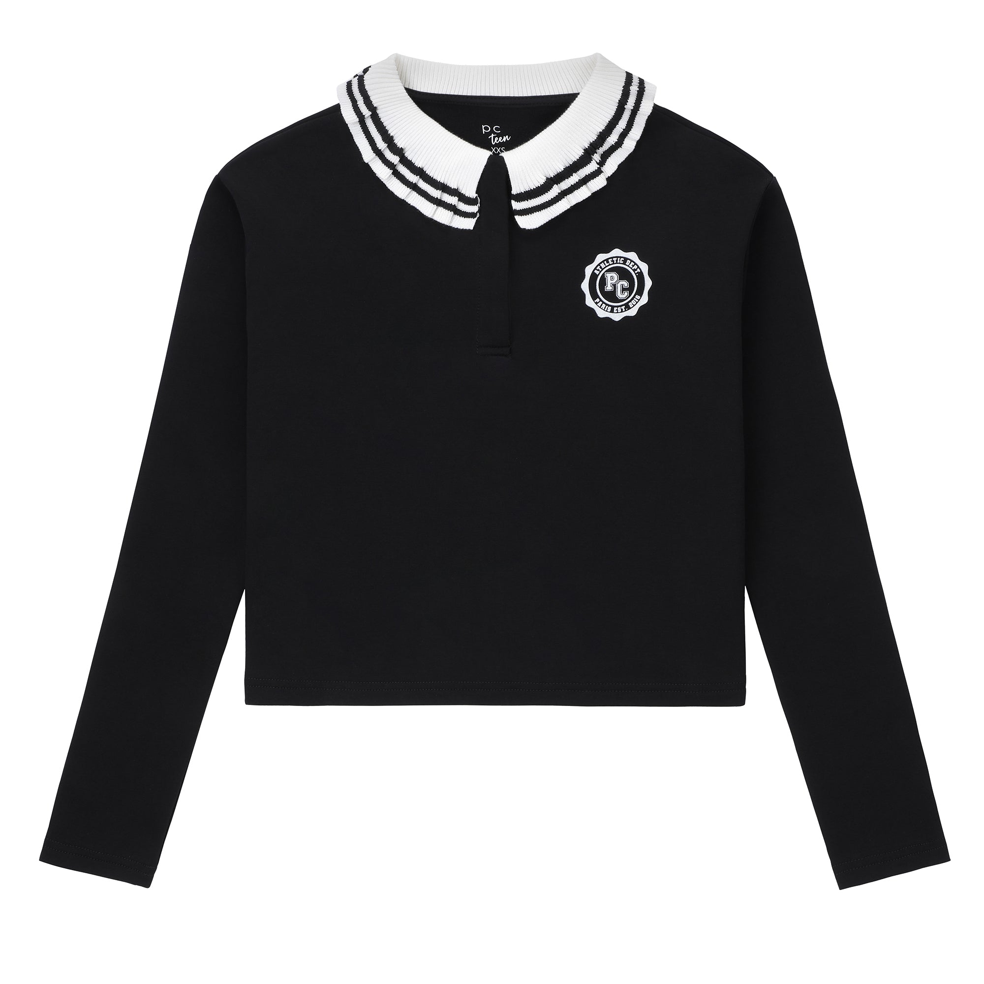 Teens Black Collared Polo