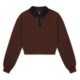 Teens Cognac Sweatshirt with Denim Collar