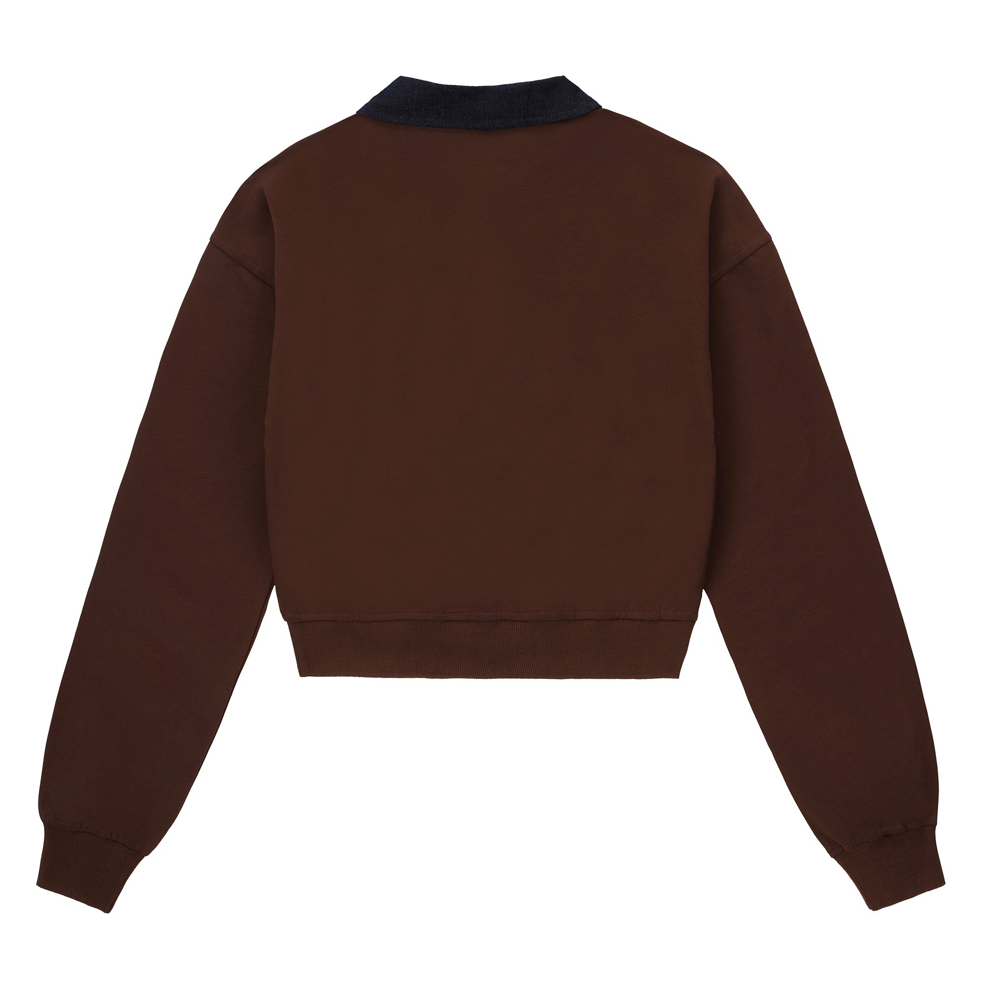 Teens Cognac Sweatshirt with Denim Collar
