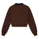Teens Cognac Sweatshirt with Denim Collar