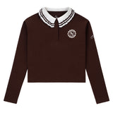 Teens Dark Brown PC  Sweatshirt with White Ruffle Collar