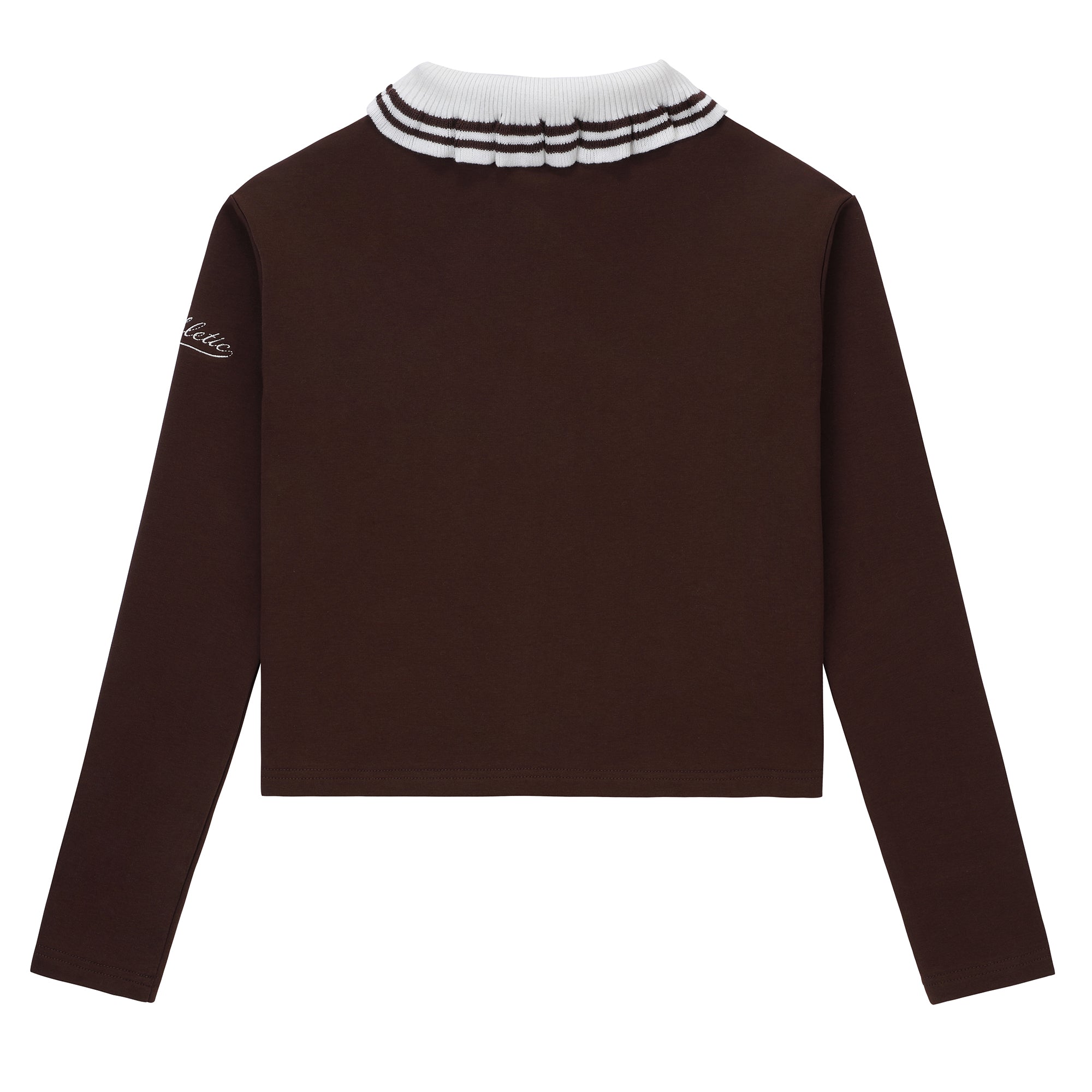 Teens Dark Brown PC  Sweatshirt with White Ruffle Collar