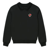 Teens Black Collar Sweatshirt with Ribbed Trimming