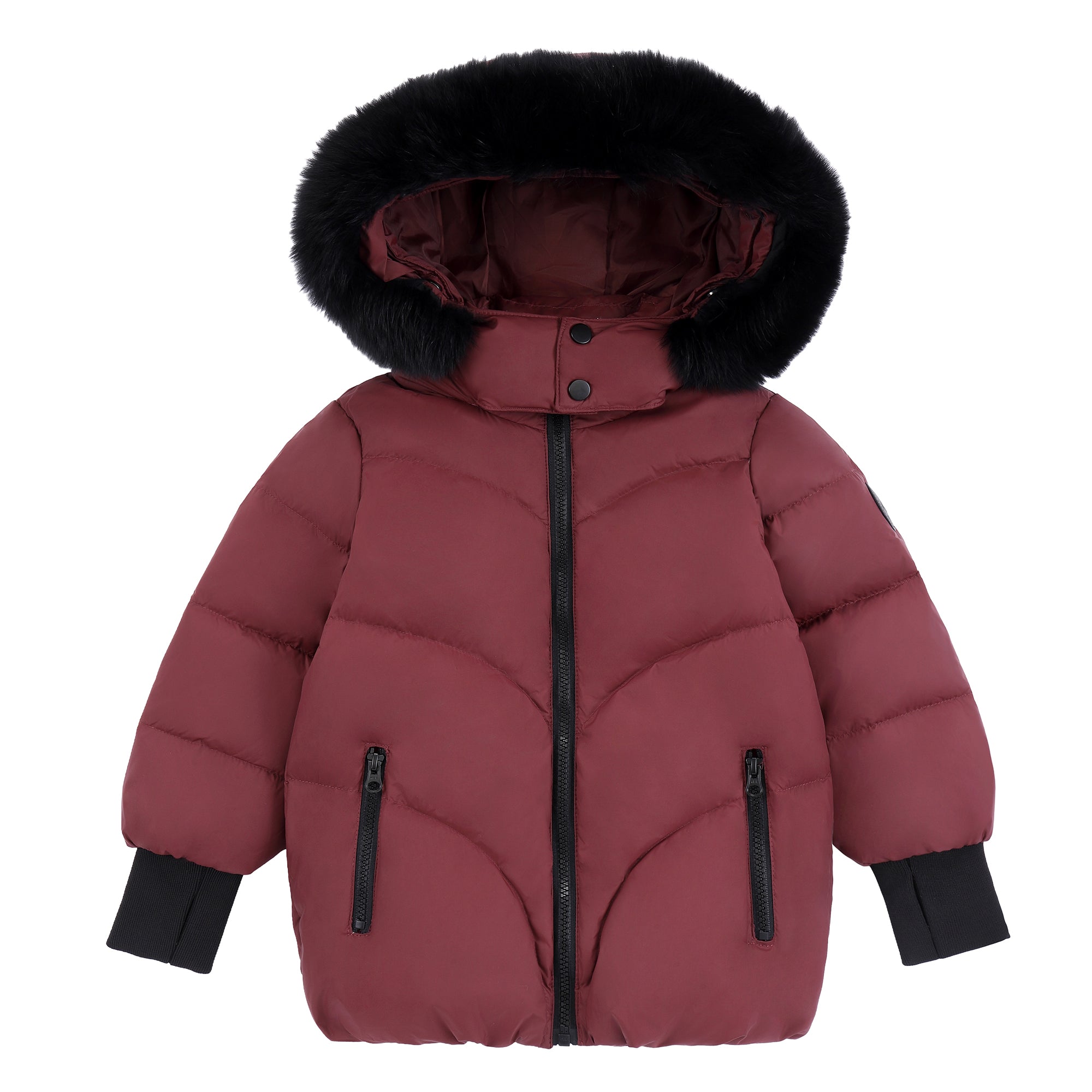 Girls Maroon & Black Winter Coat