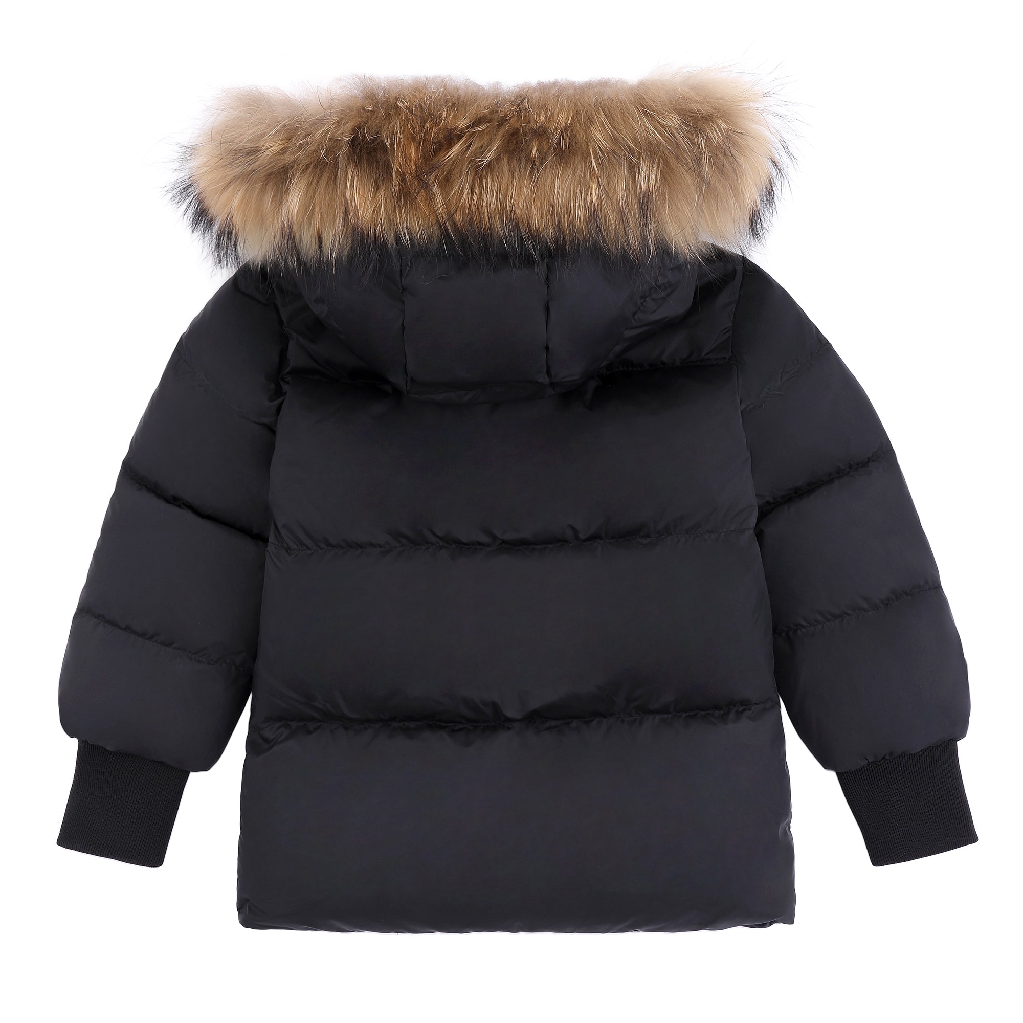 Boys Black & Bronze Winter Coat with Brown Fur