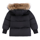 Boys Black & Bronze Winter Coat with Brown Fur