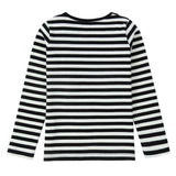 Long Sleeve Black and White Stripe T-Shirt With Heart Sunglasses