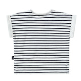 Navy and White Stripe Henley With Embroidered Boats