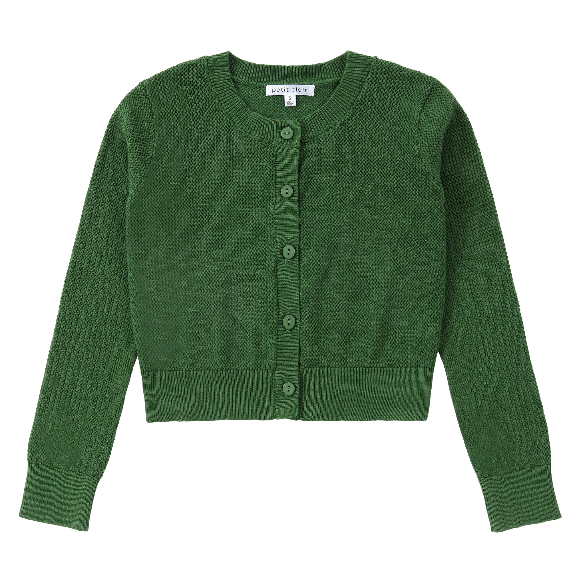 Green Cropped Mesh Knit Cardigan