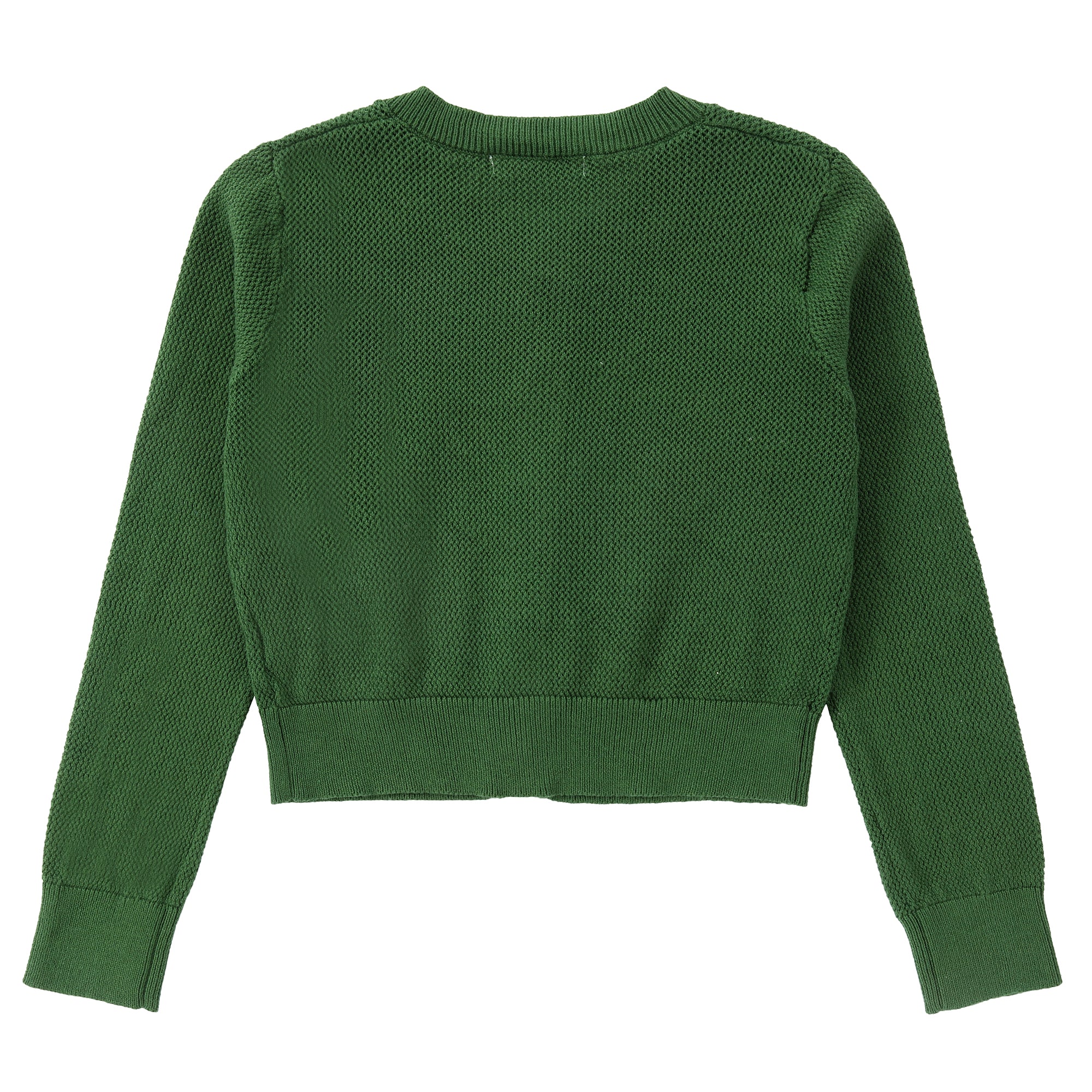 Green Cropped Mesh Knit Cardigan