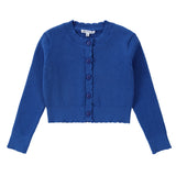 Royal Blue Eyelet Cardigan With Scallop Detail
