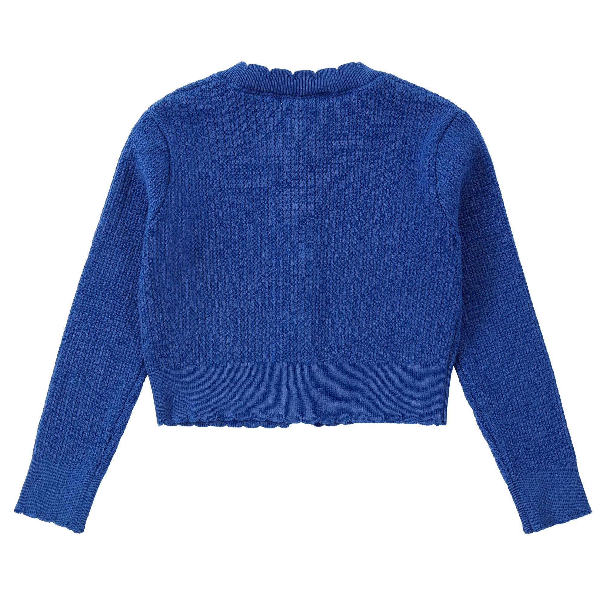 Royal Blue Eyelet Cardigan With Scallop Detail
