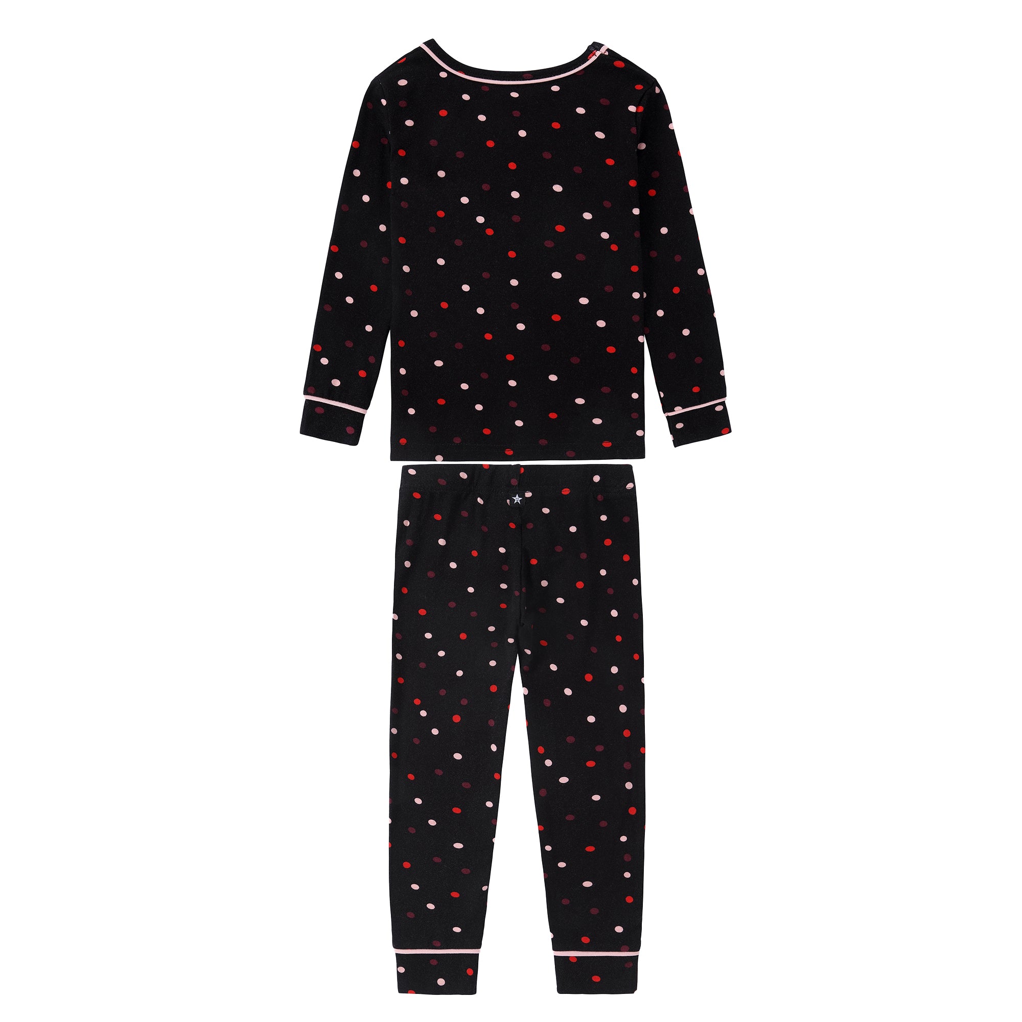 Black Colorful Polka Dot Pajama With Pink Accents