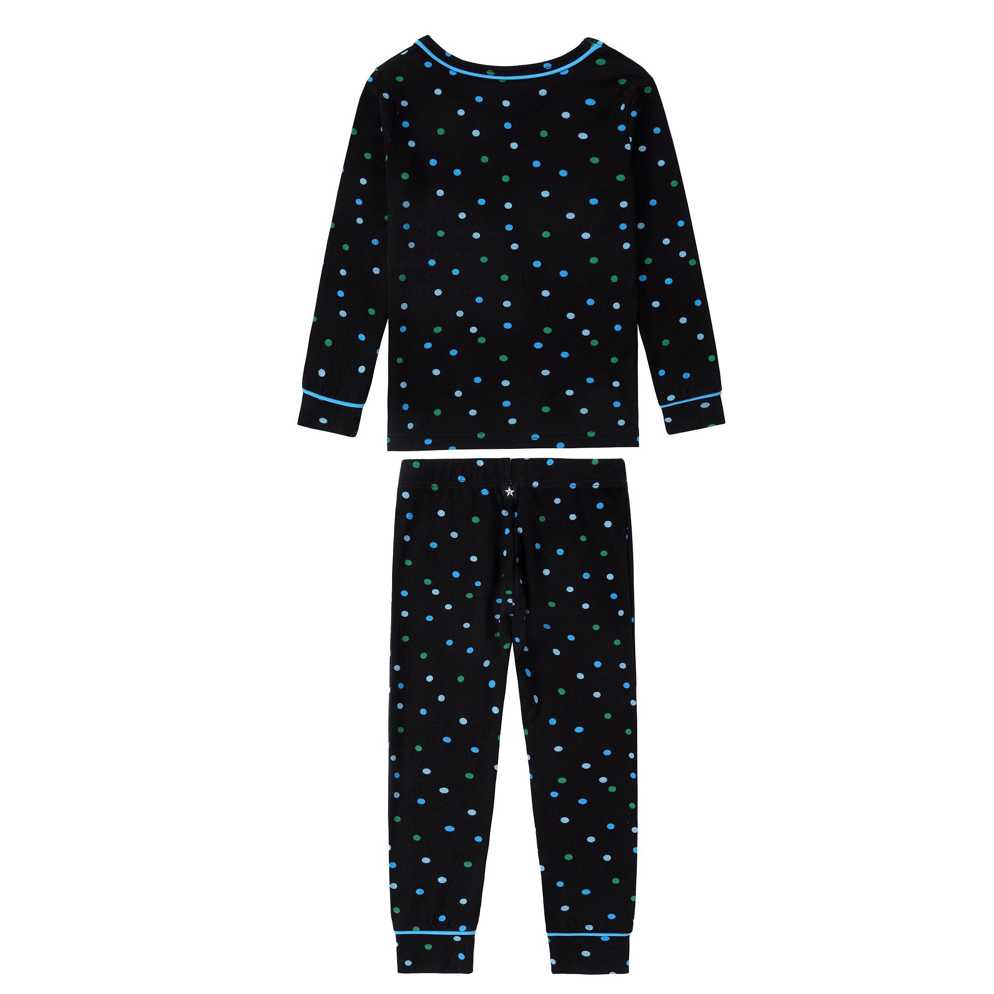 Black Colorful Polka Dot Pajama With Blue Accents
