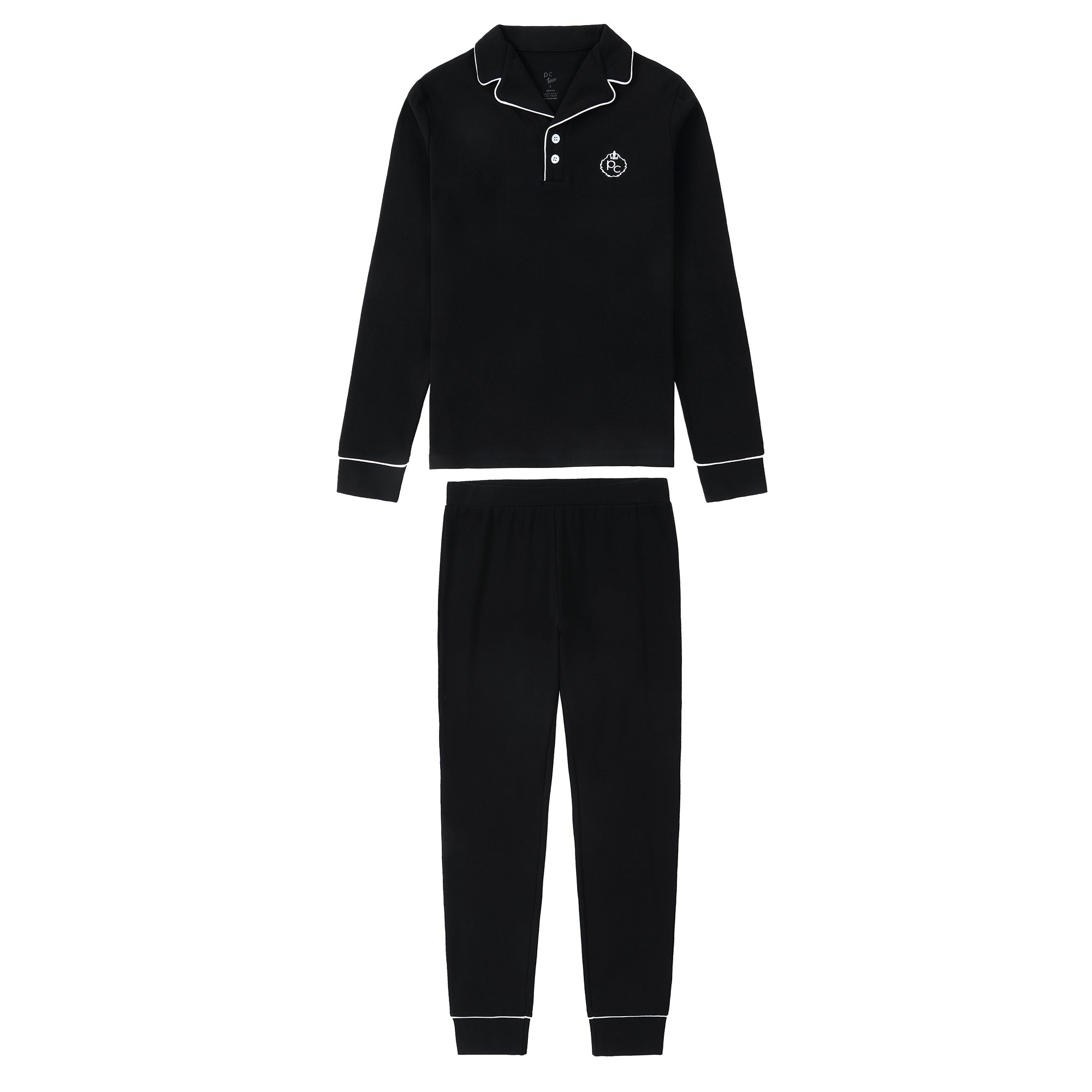 Black Collar Pajama With White Accents