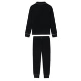 Black Collar Pajama With White Accents
