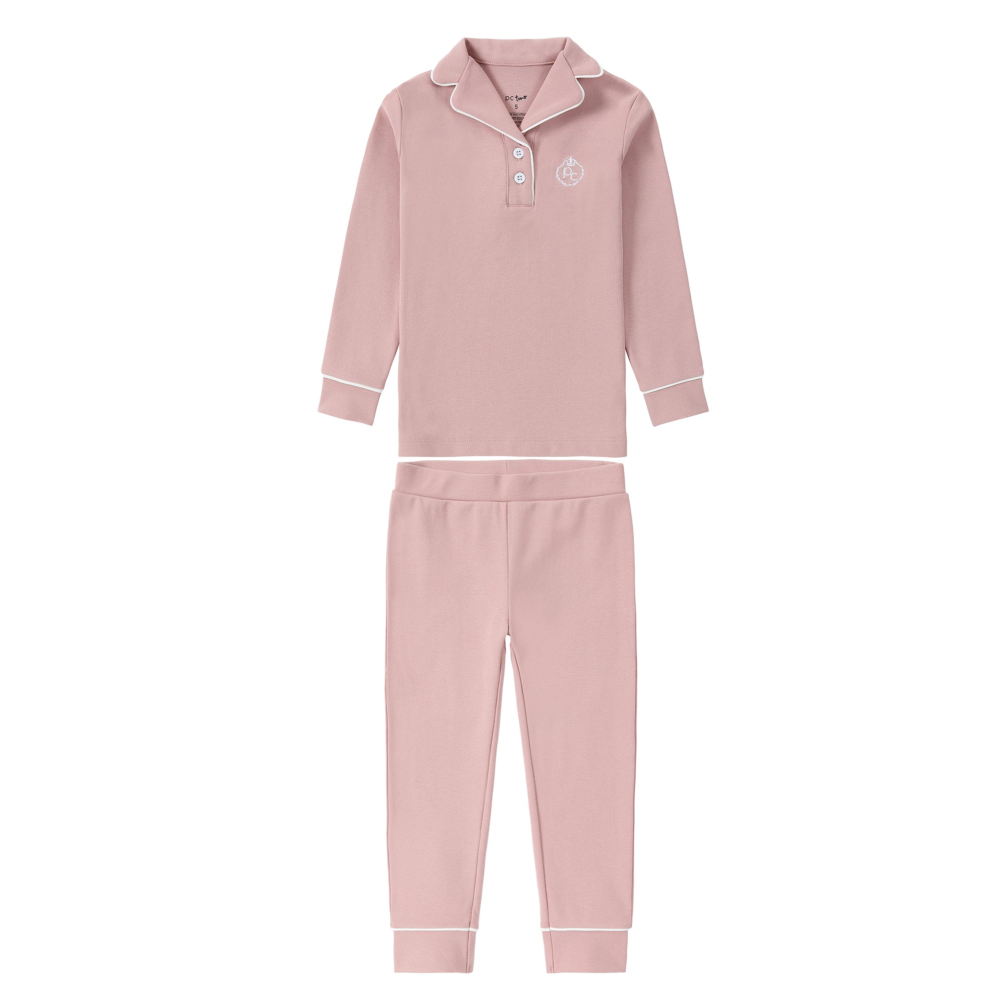 Light Pink Collar Pajama With White Accents – Petit Clair