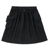 Black Denim Buckle Skirt