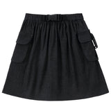 Black Denim Buckle Skirt