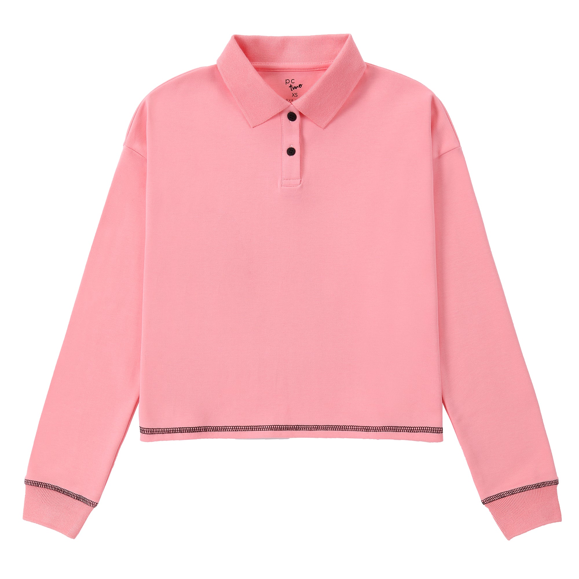 Hot Pink Cropped Polo With Black Accents