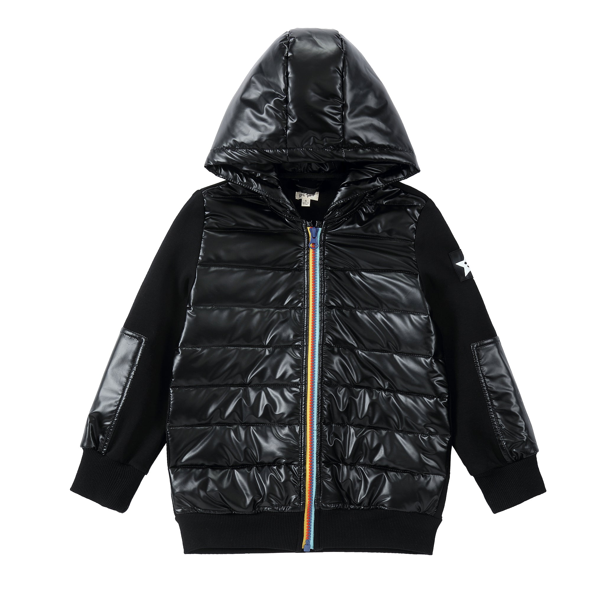 Patent black puffer jacket best sale