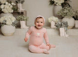 Baby Girls Light Pink Heart Velour  Footsie