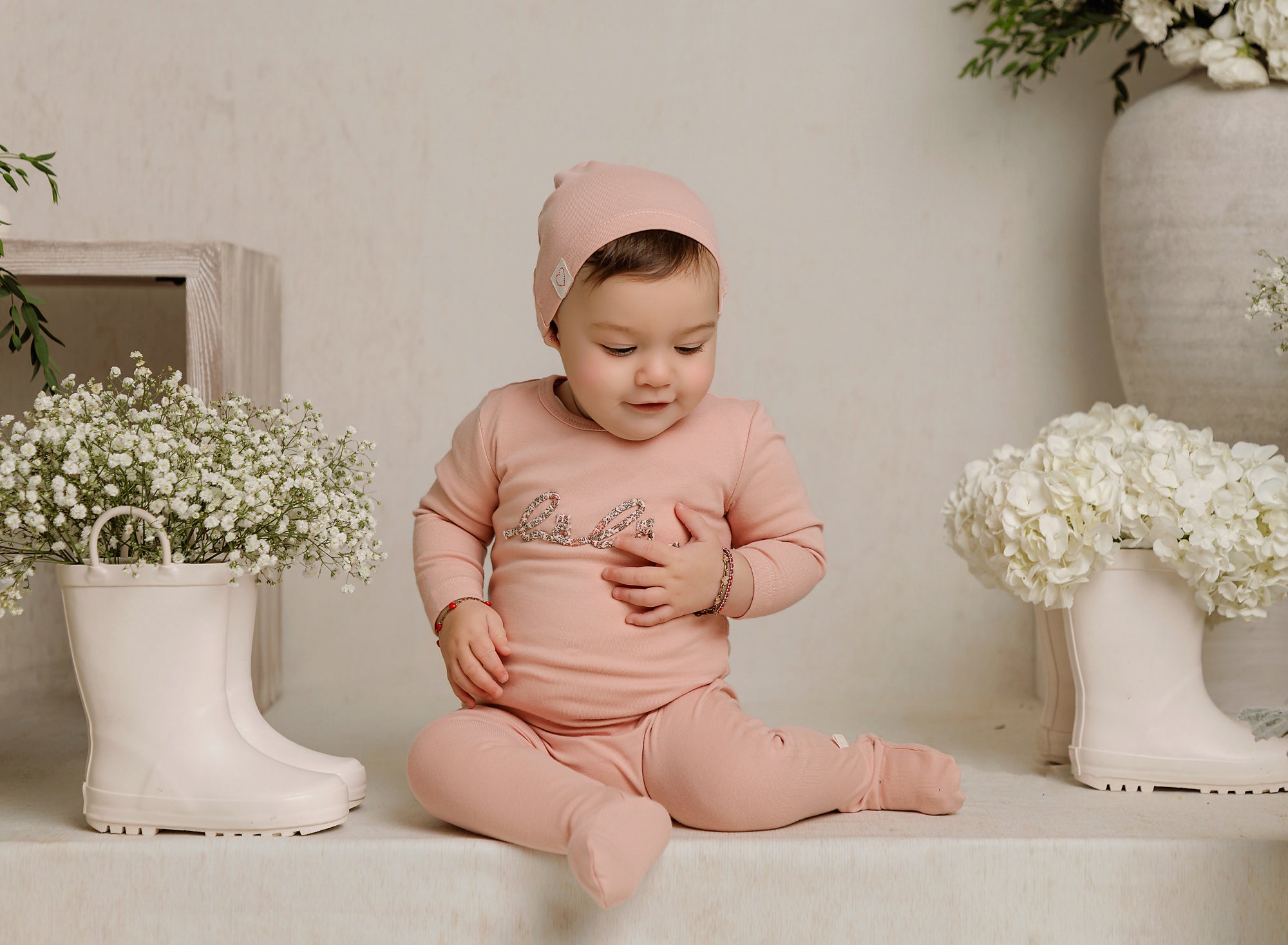 Baby Girls Pink  BEBE Footsie