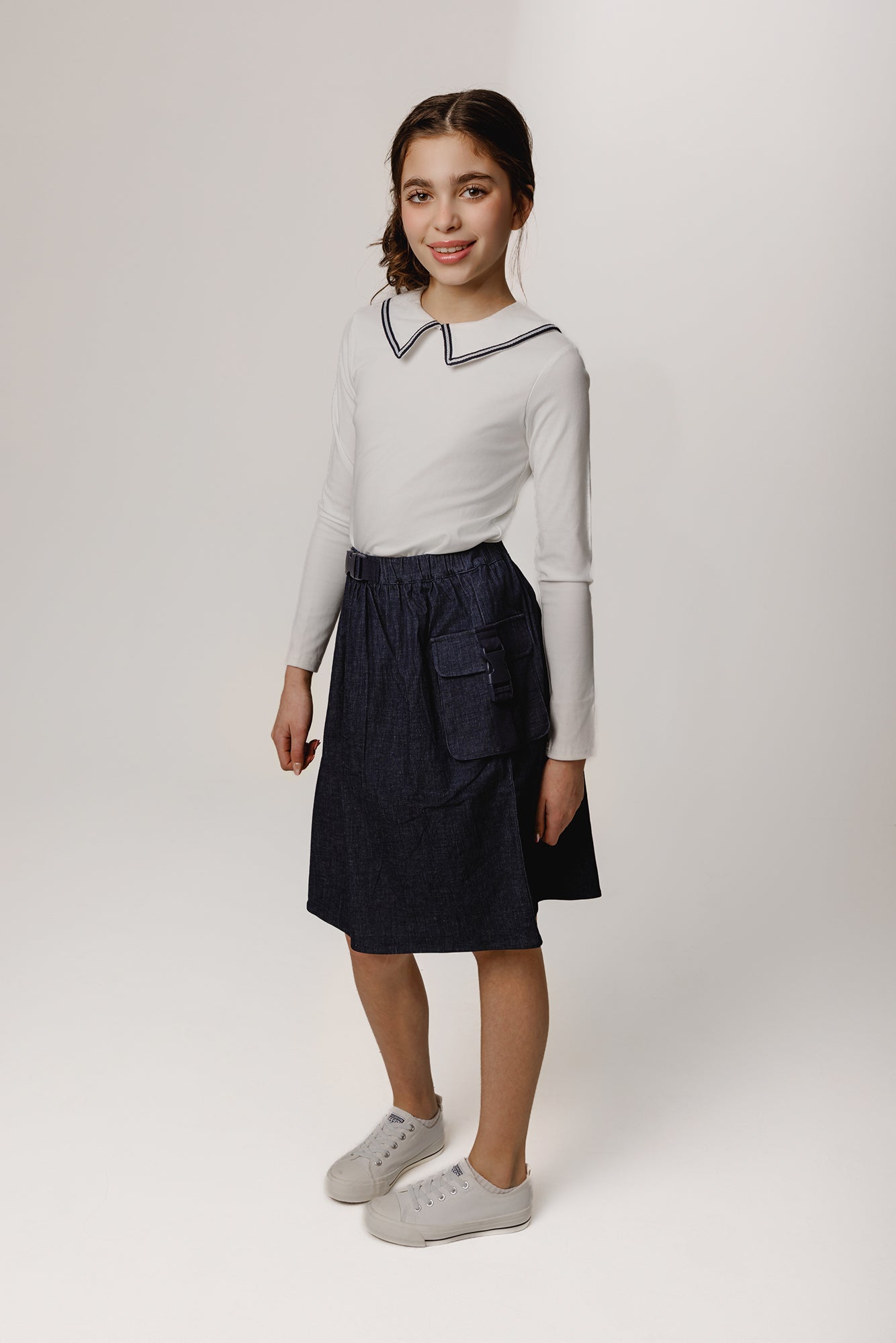 Dark Denim Buckle Skirt