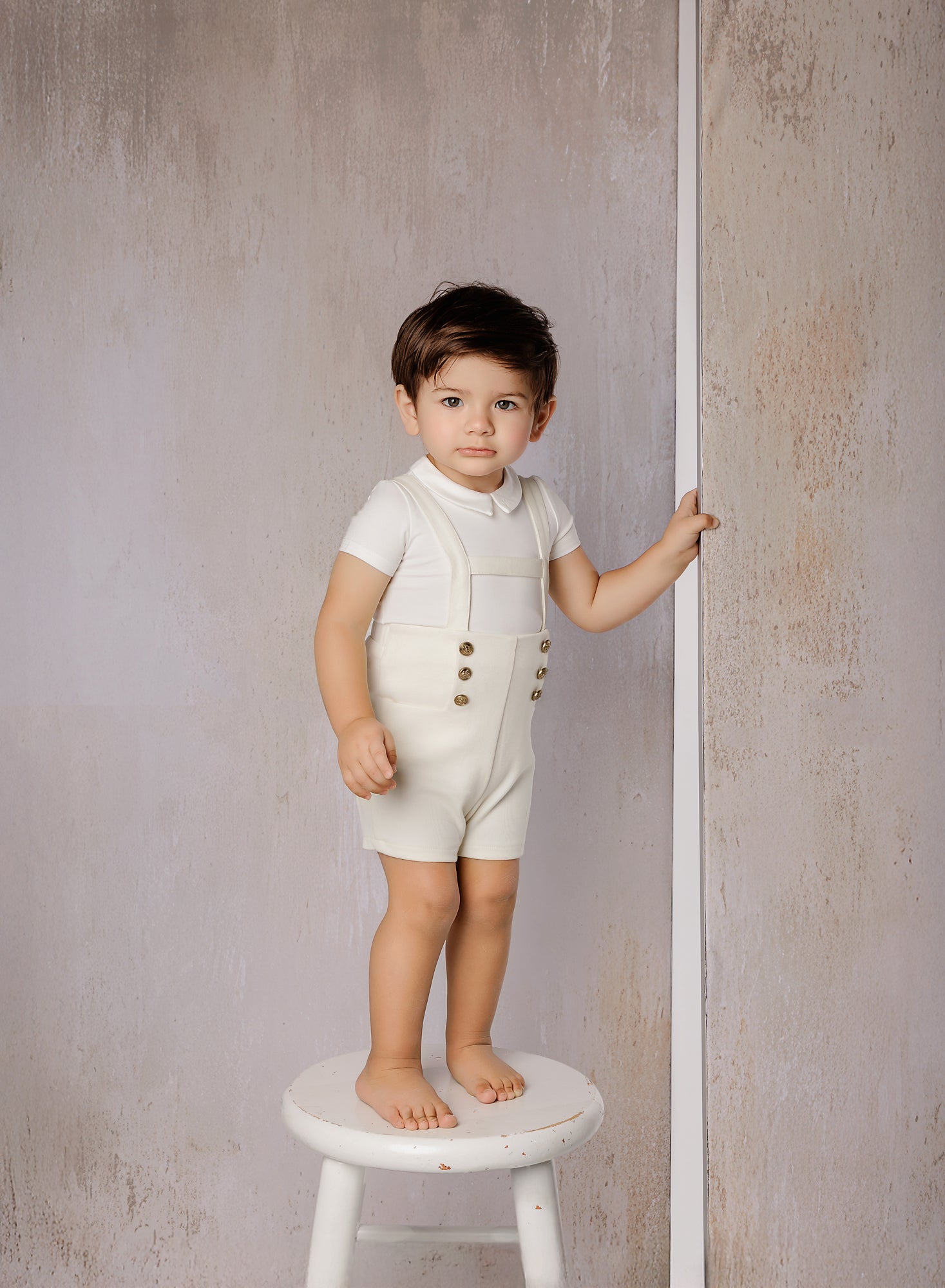 Baby Boys Ivory Collar Shell