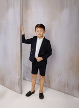 Boys Navy Gold Button Shorts