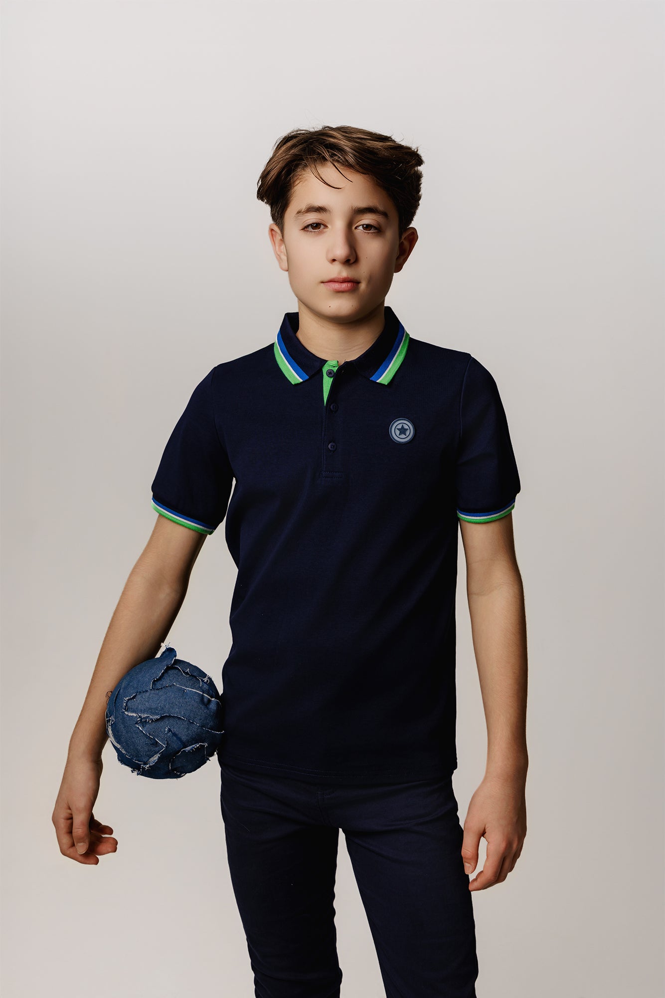 Navy / Green Trim Polo