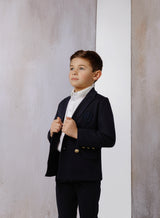 Boys Navy Gold Button Pants