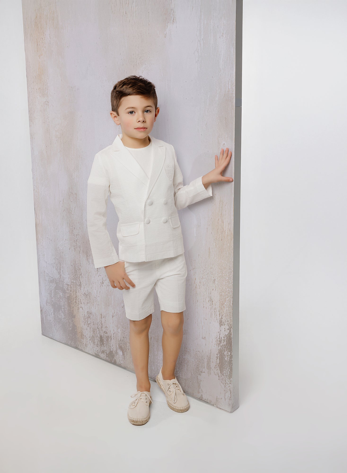 Boys Seersucker White Blazer