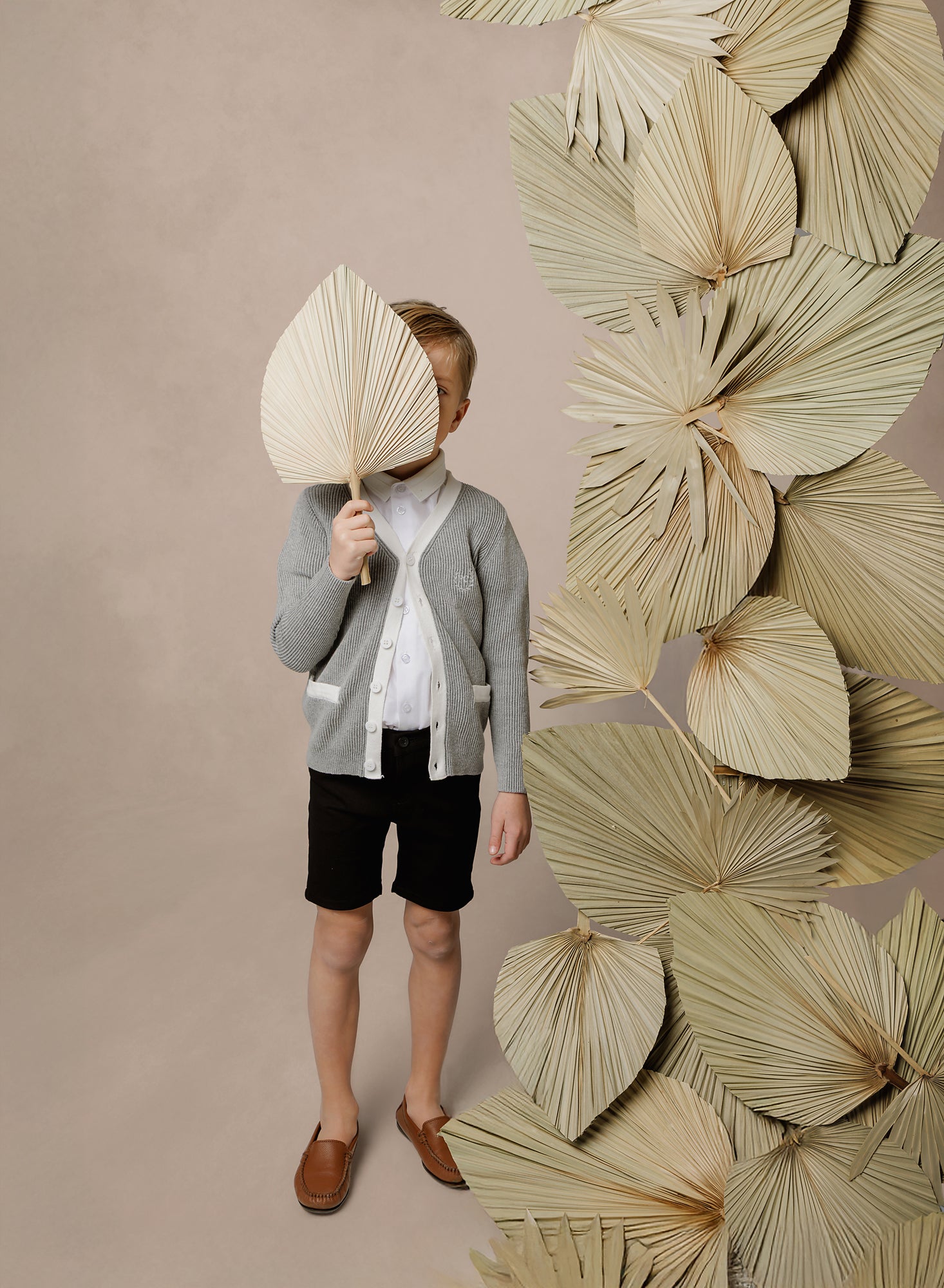 Boys Grey Cardigan with White Contrast