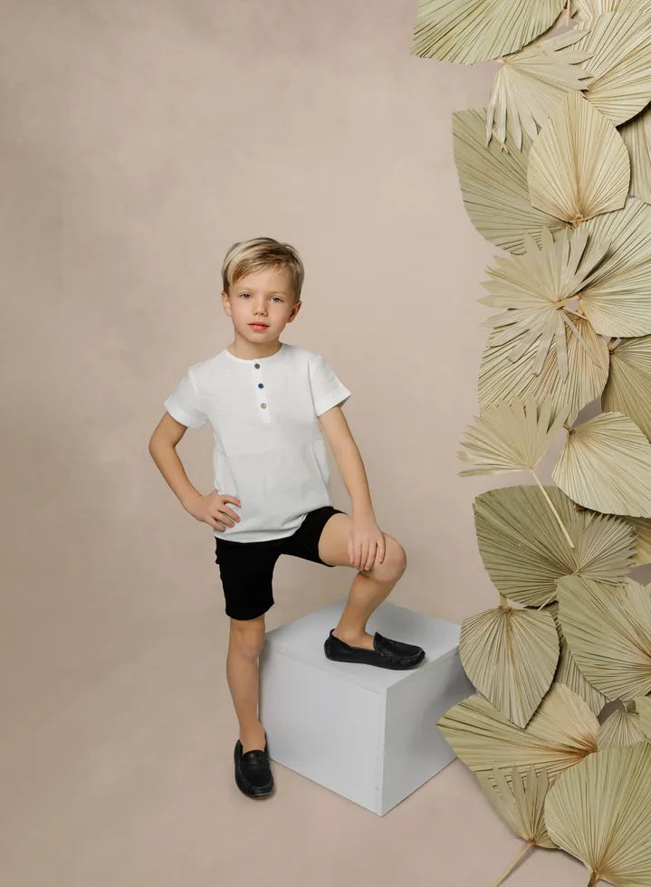 Boys Ivory Mandarin with Gradient Buttons