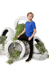 Boys Blue Polo with Black & White Trim