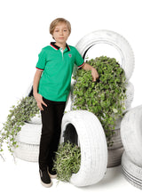 Boys Green Polo with Black & Red Trim