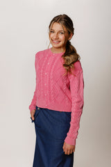 Pink Cable Knit Cardigan