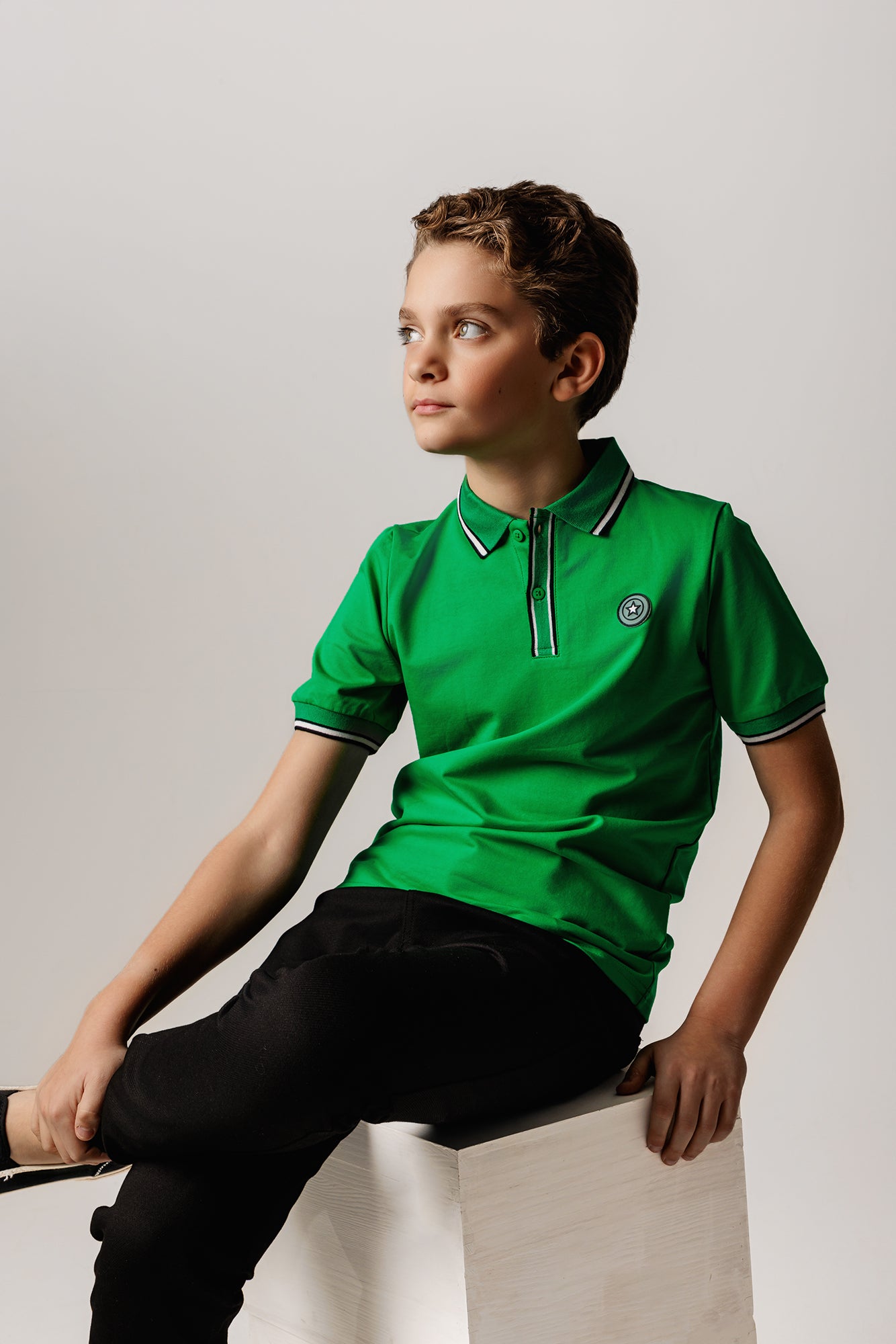 Green/ Black & White Trim Polo