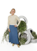 Teens Butter Yellow Textured Stripe Collared Top