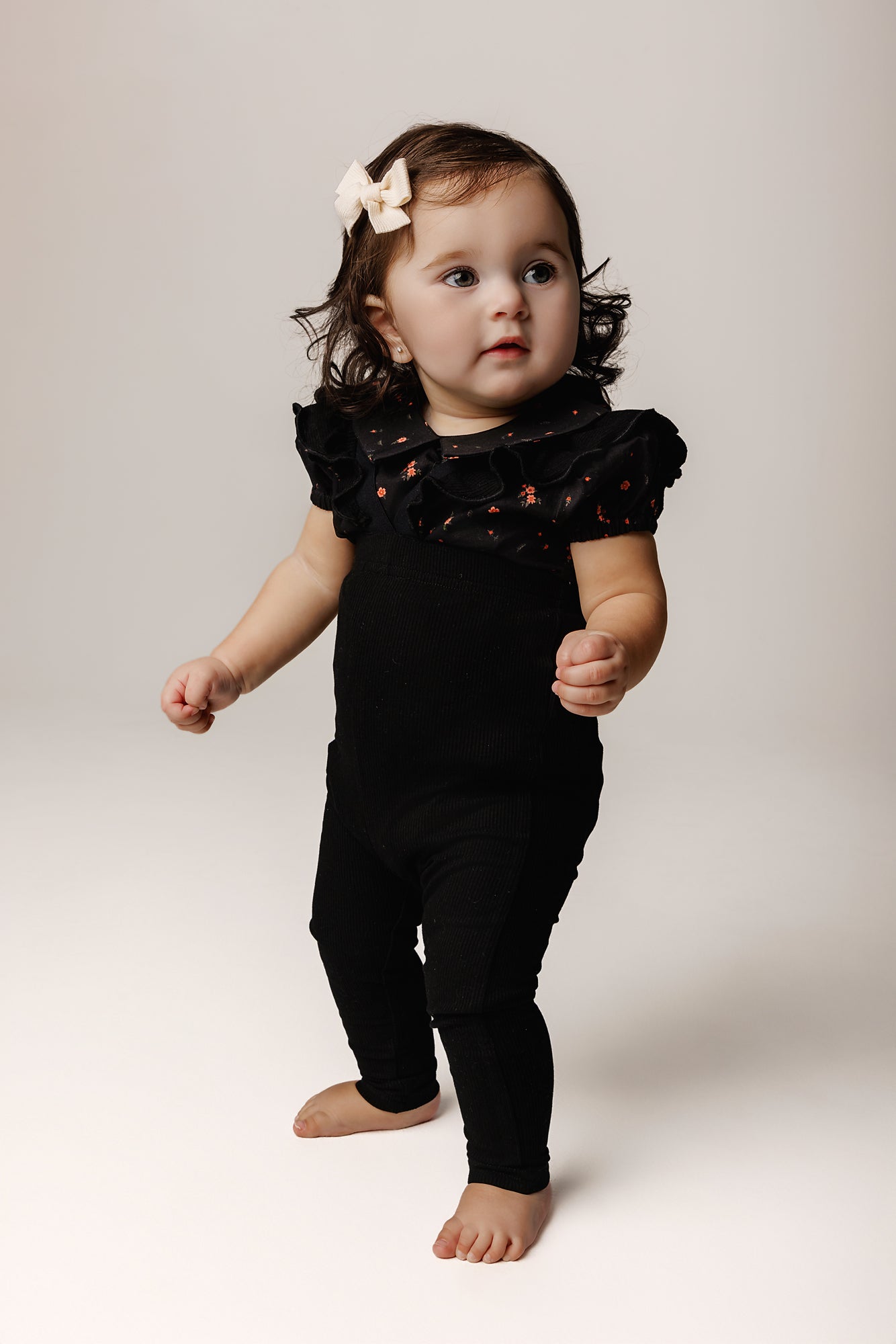 Black Collared Floral Romper