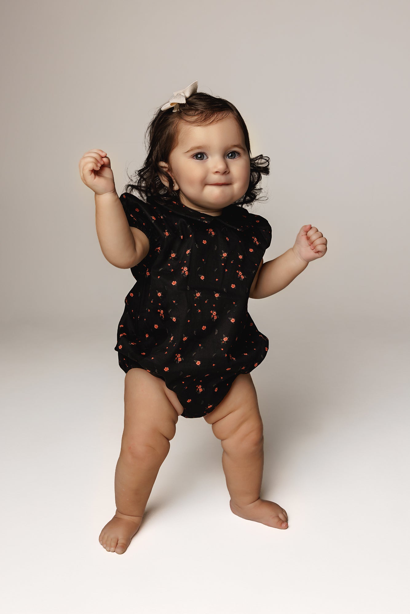 Black Collared Floral Romper