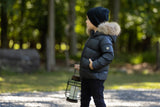 Black Down Fur Trimmed Coat