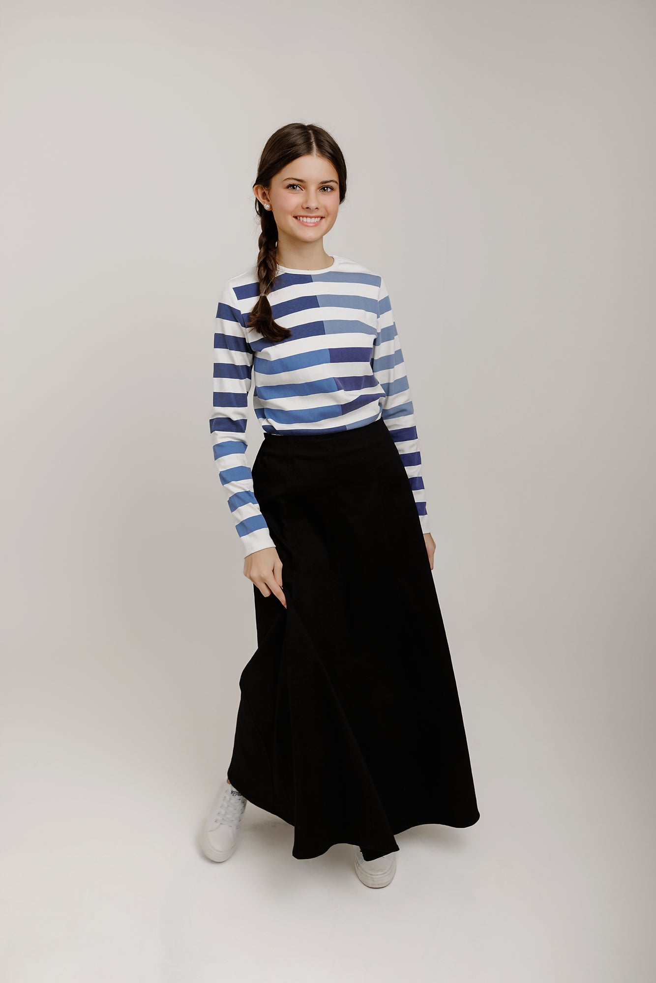 Blue Striped Color Block T-Shirt