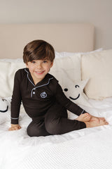 Black Collared Contrast Pajama