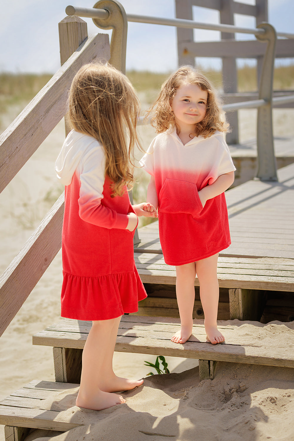Red Hooded Terry Dress